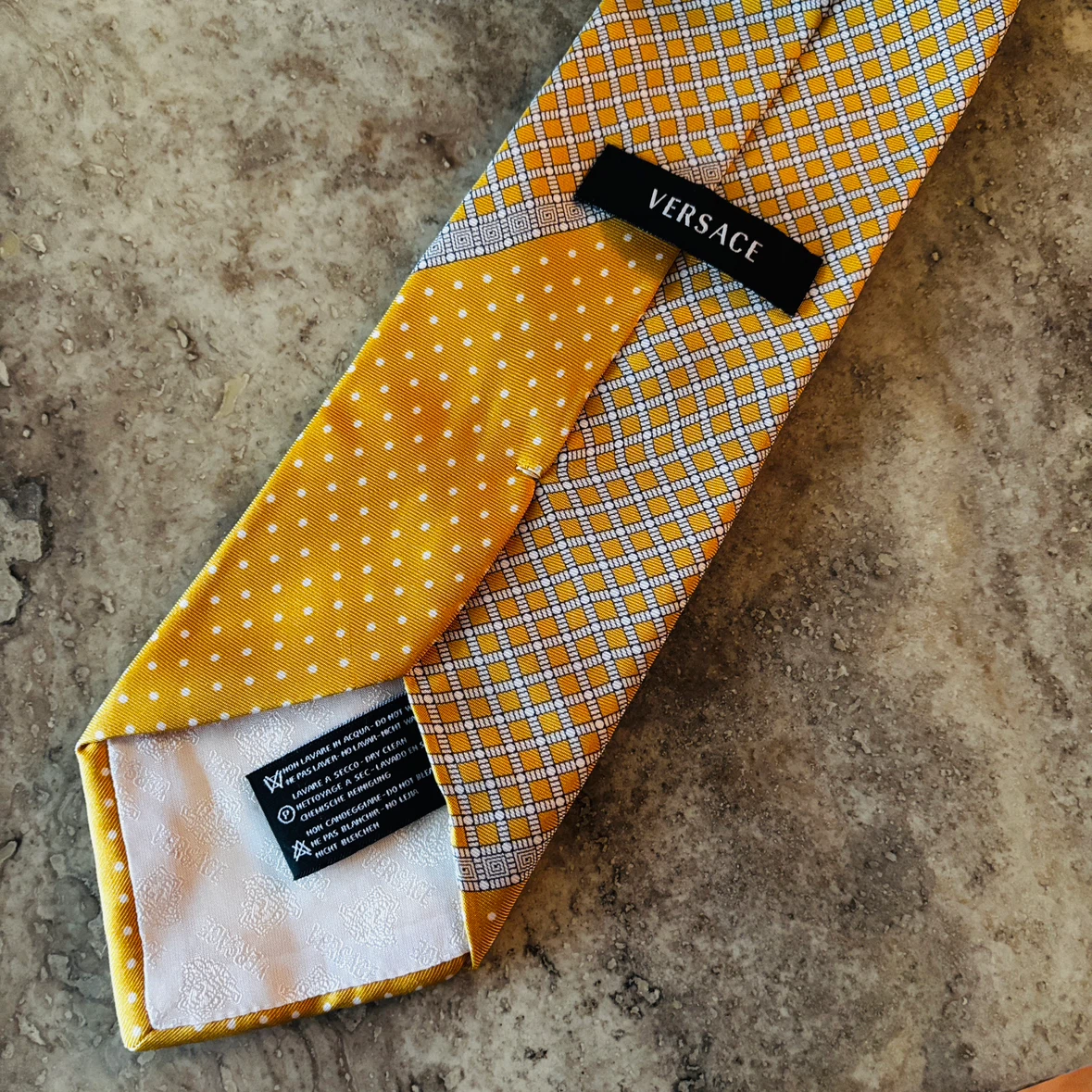 Versace Yellow Polka Dot Silk Tie - photo 2