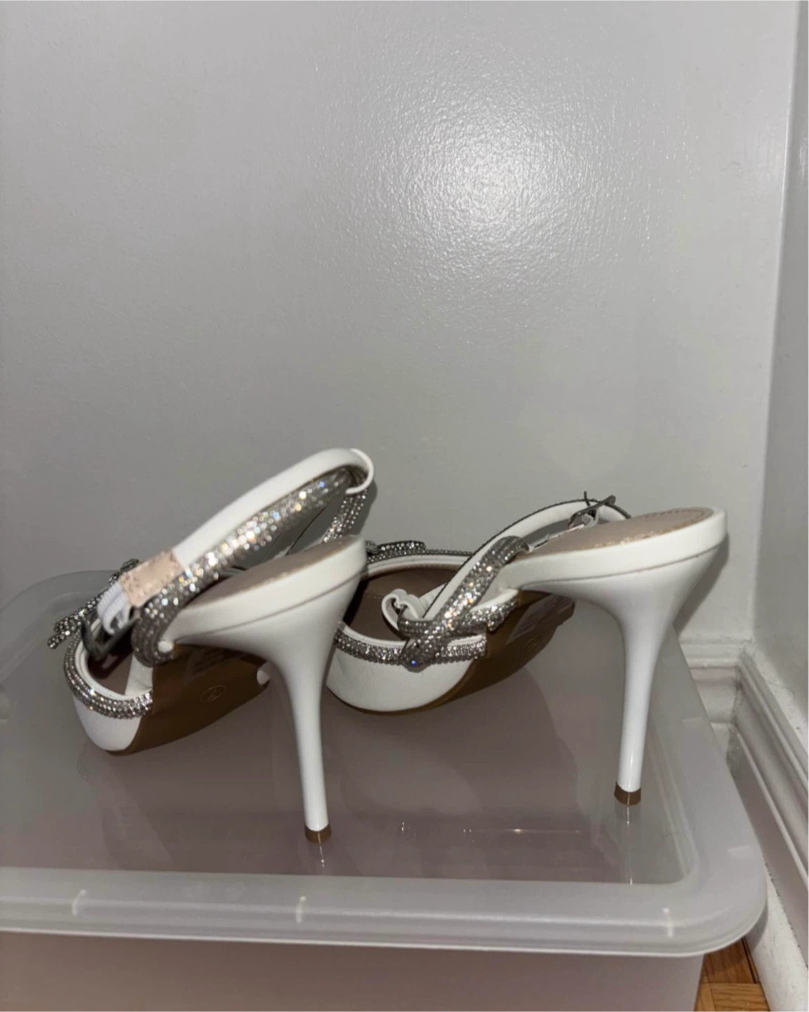 White Rhinestone Bow Heels - photo 3
