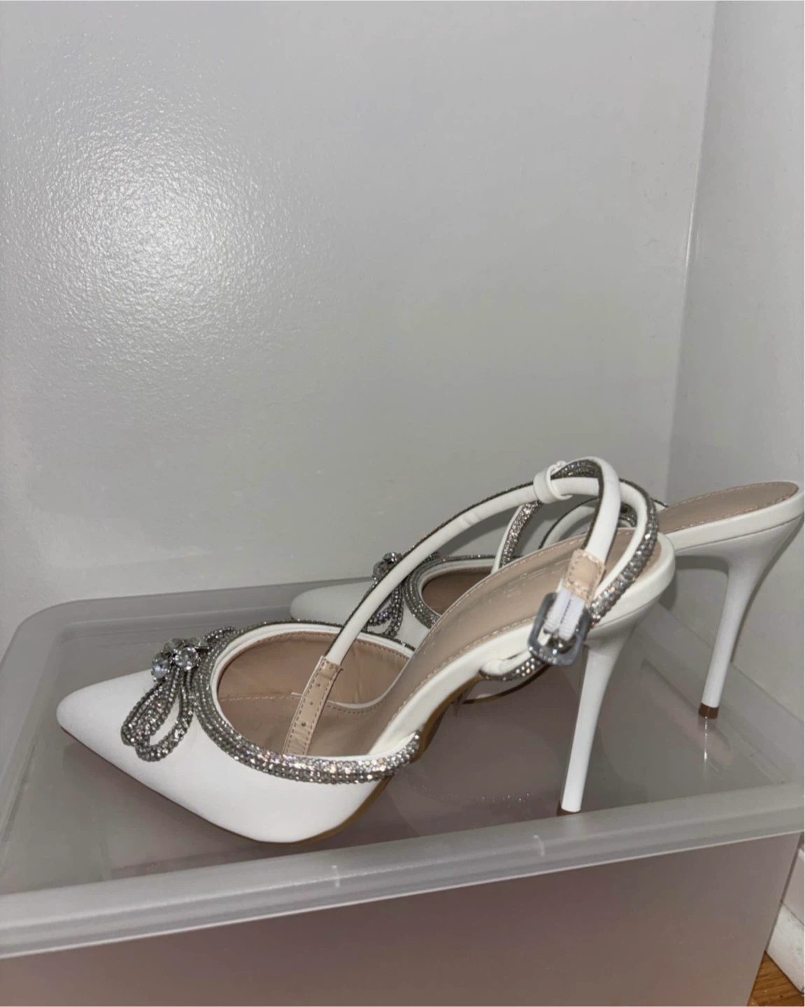 White Rhinestone Bow Heels - photo 4