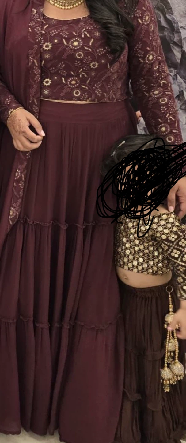 Burgundy Embroidered Women's Lehenga Set