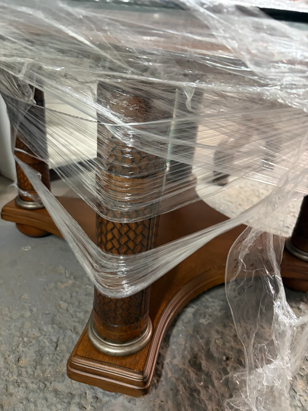 Round Wood/Cane and Glass Coffee Table - photo 2