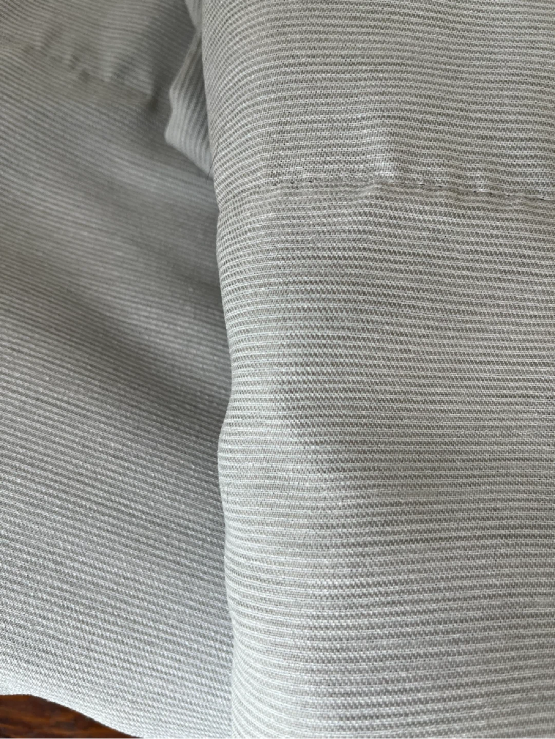 Pair of Light Grey Pinstriped Blackout Curtains - 2 pannels