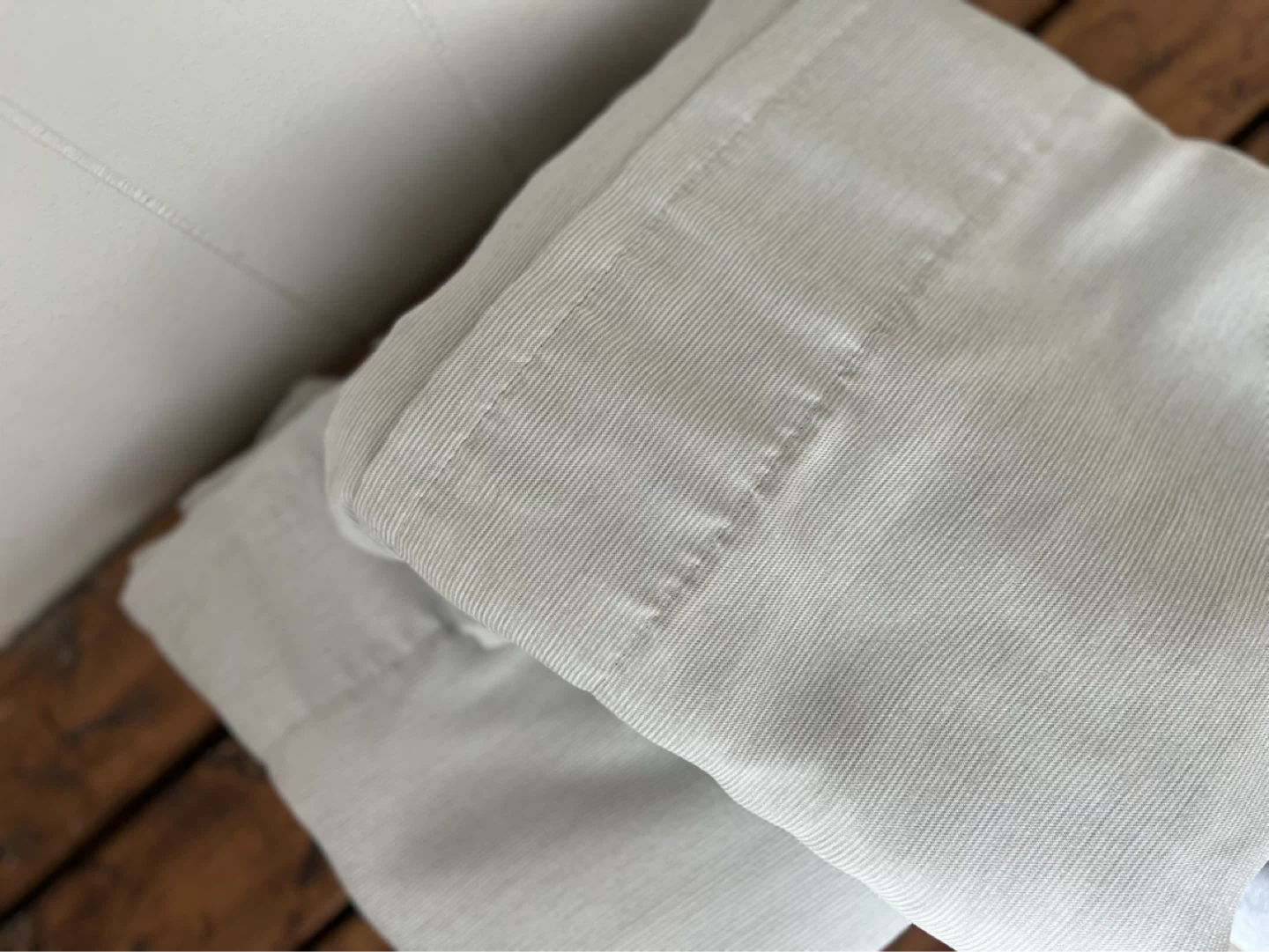 Pair of Light Grey Pinstriped Blackout Curtains - 2 pannels - photo 2