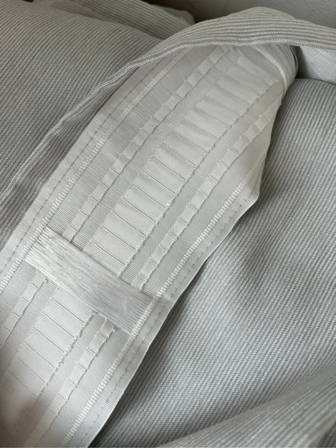 Pair of Light Grey Pinstriped Blackout Curtains - 2 pannels - photo 3