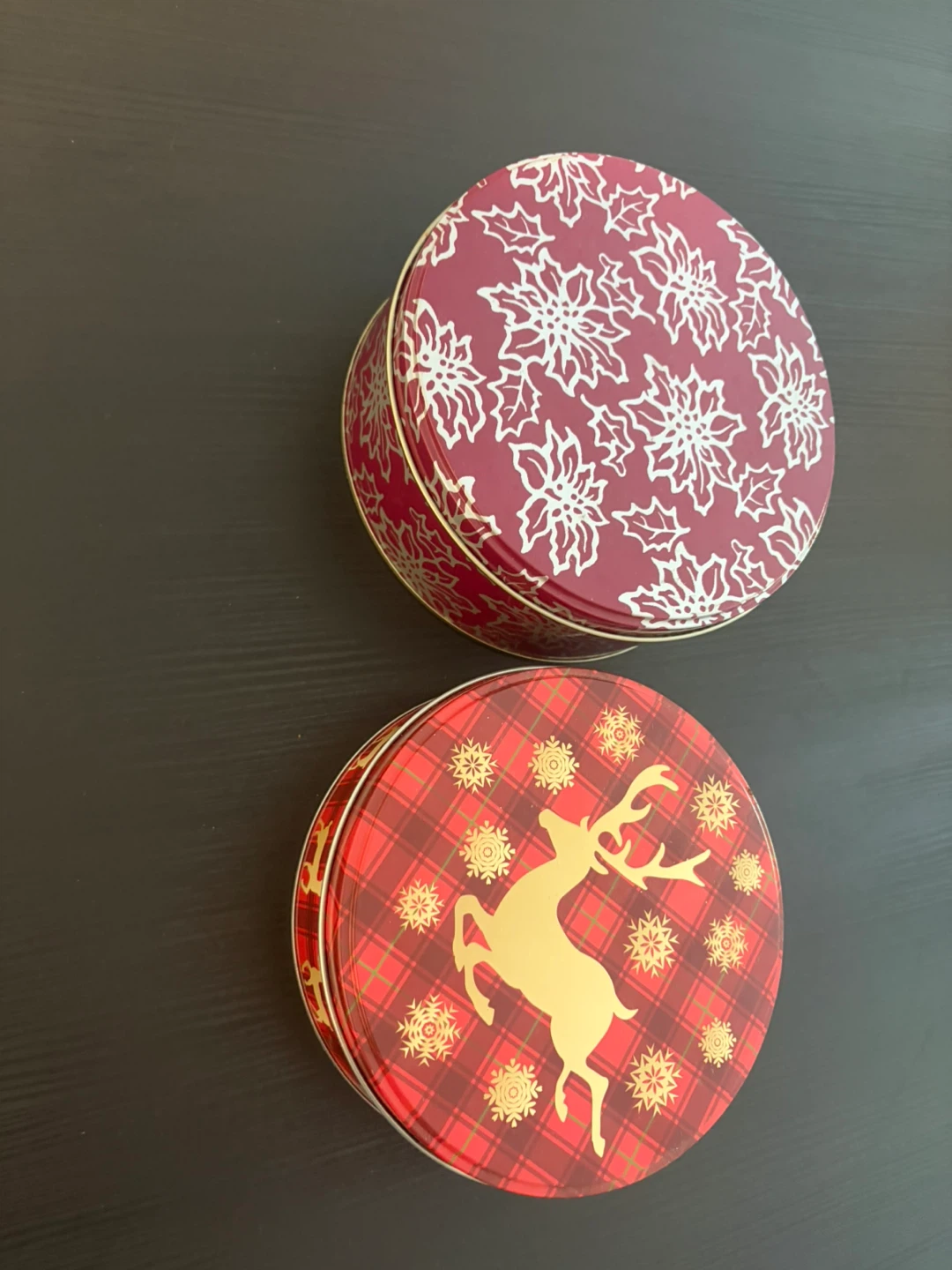 Set of Two Christmas Holiday Tins