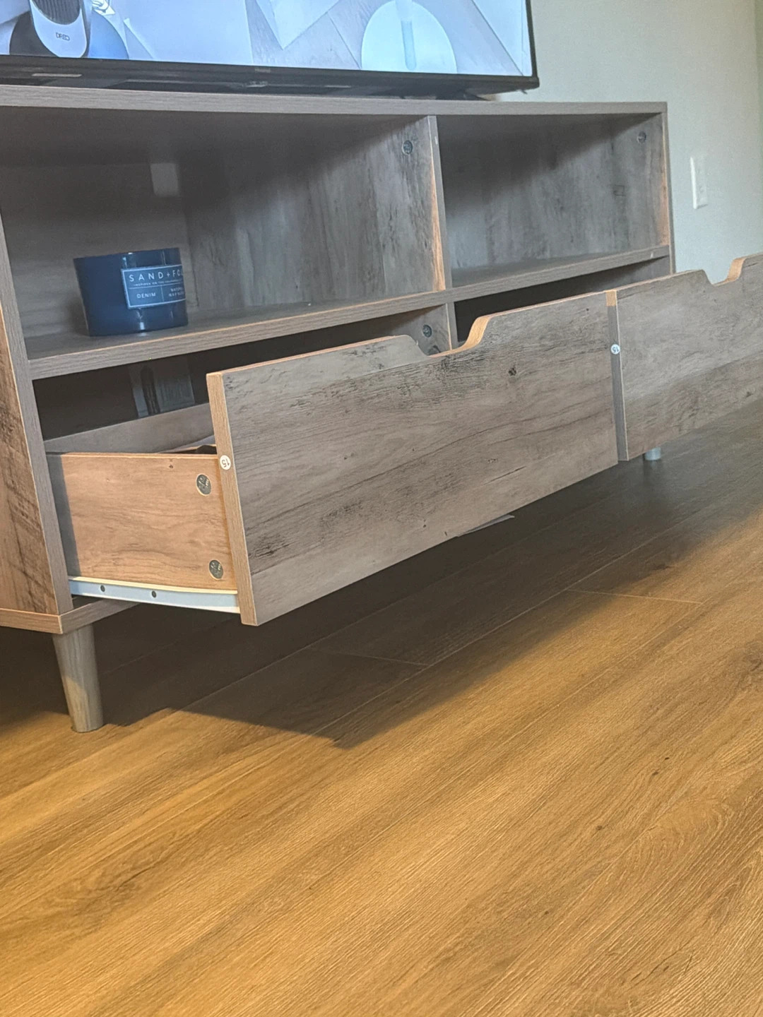 Wood Grain TV Stand with Two Drawers - photo 5