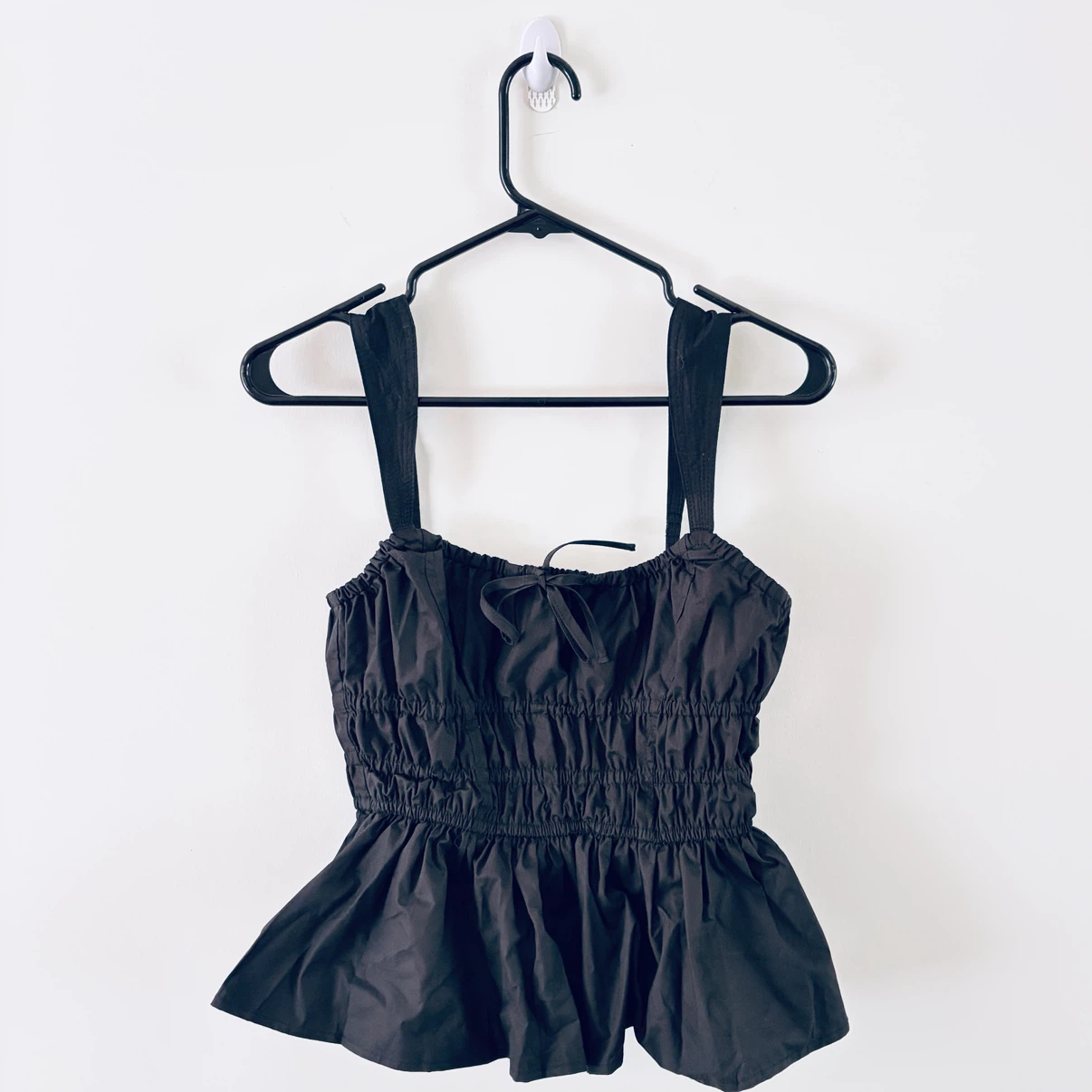 Black Rippled Peplum Tank Top - Martine Dupe | Size M