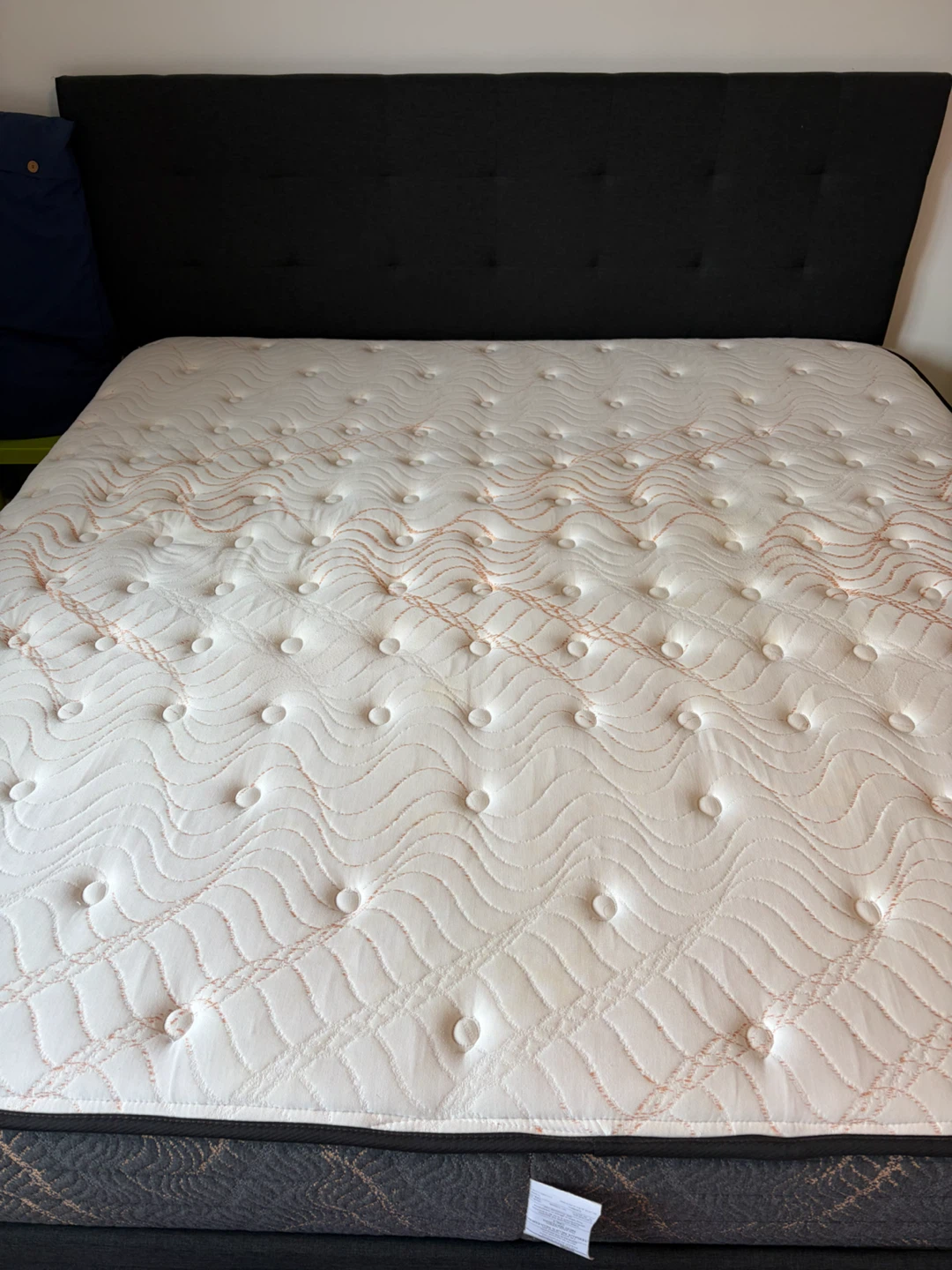 Grey Upholstered Bed with Headboard with 2 drawers and mattress - photo 2