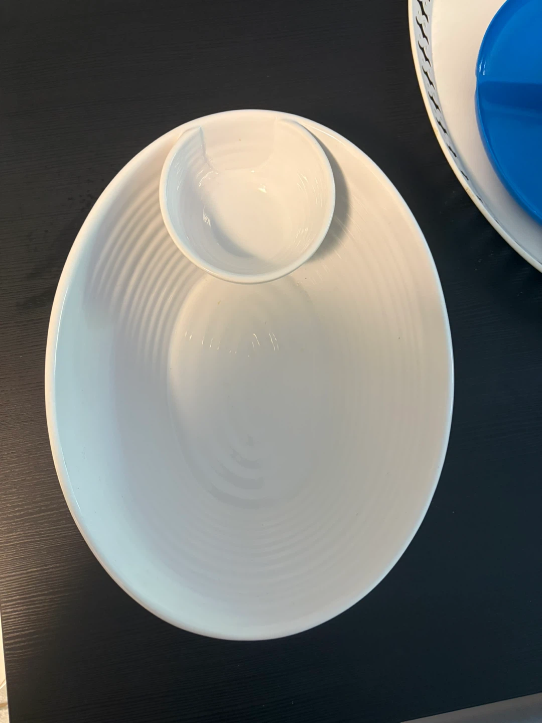 White Ceramic Chip and Dip Serving Bowl - photo 2