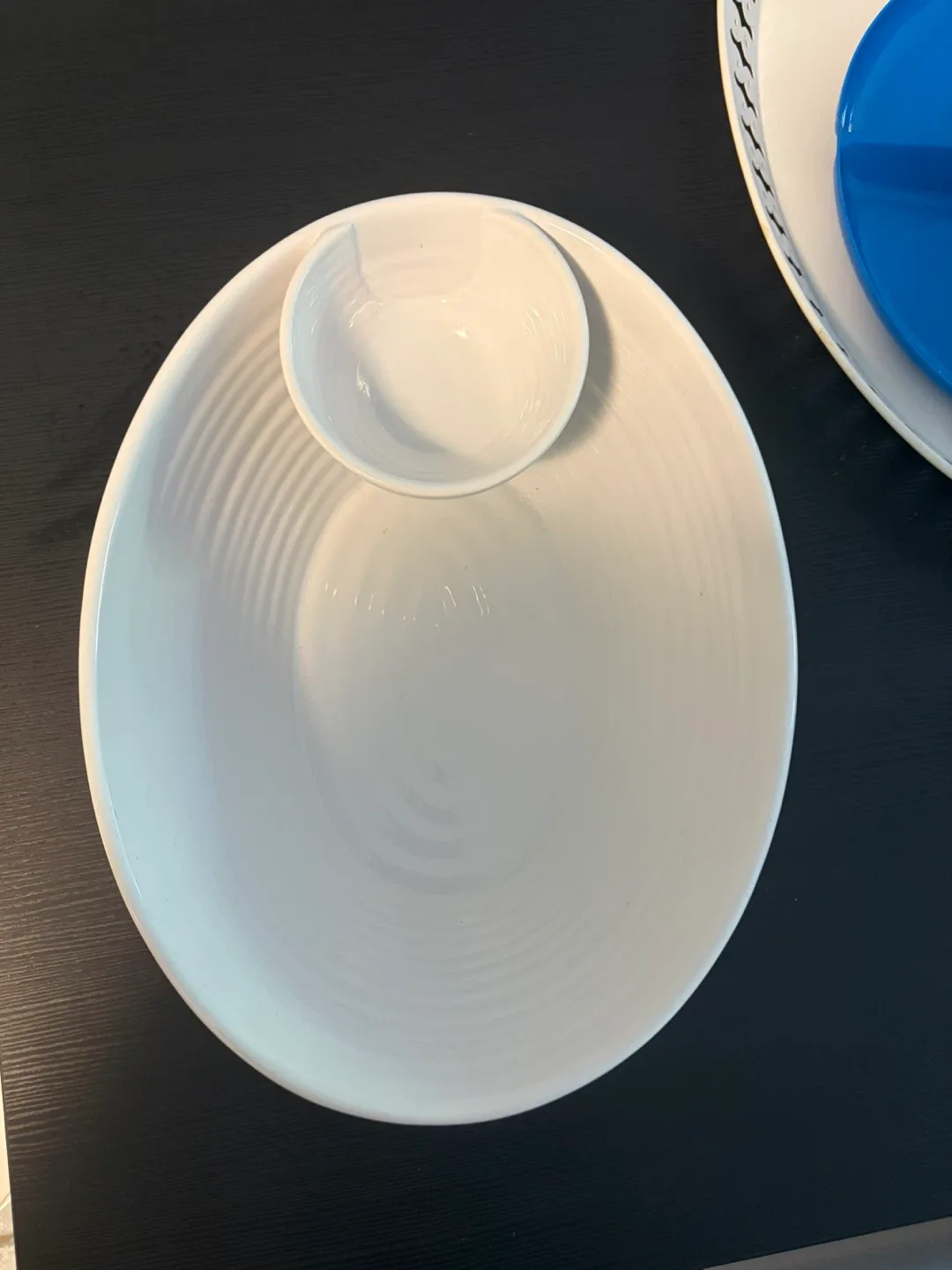 White Ceramic Chip and Dip Serving Bowl - photo 2