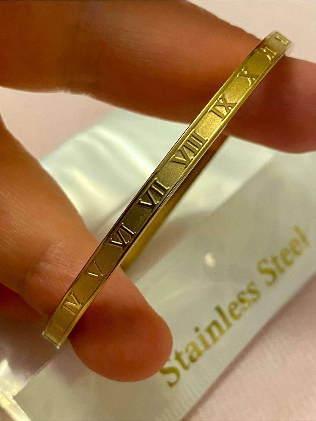Gold-Tone Roman Numeral Stainless Steel Bangle - photo 2