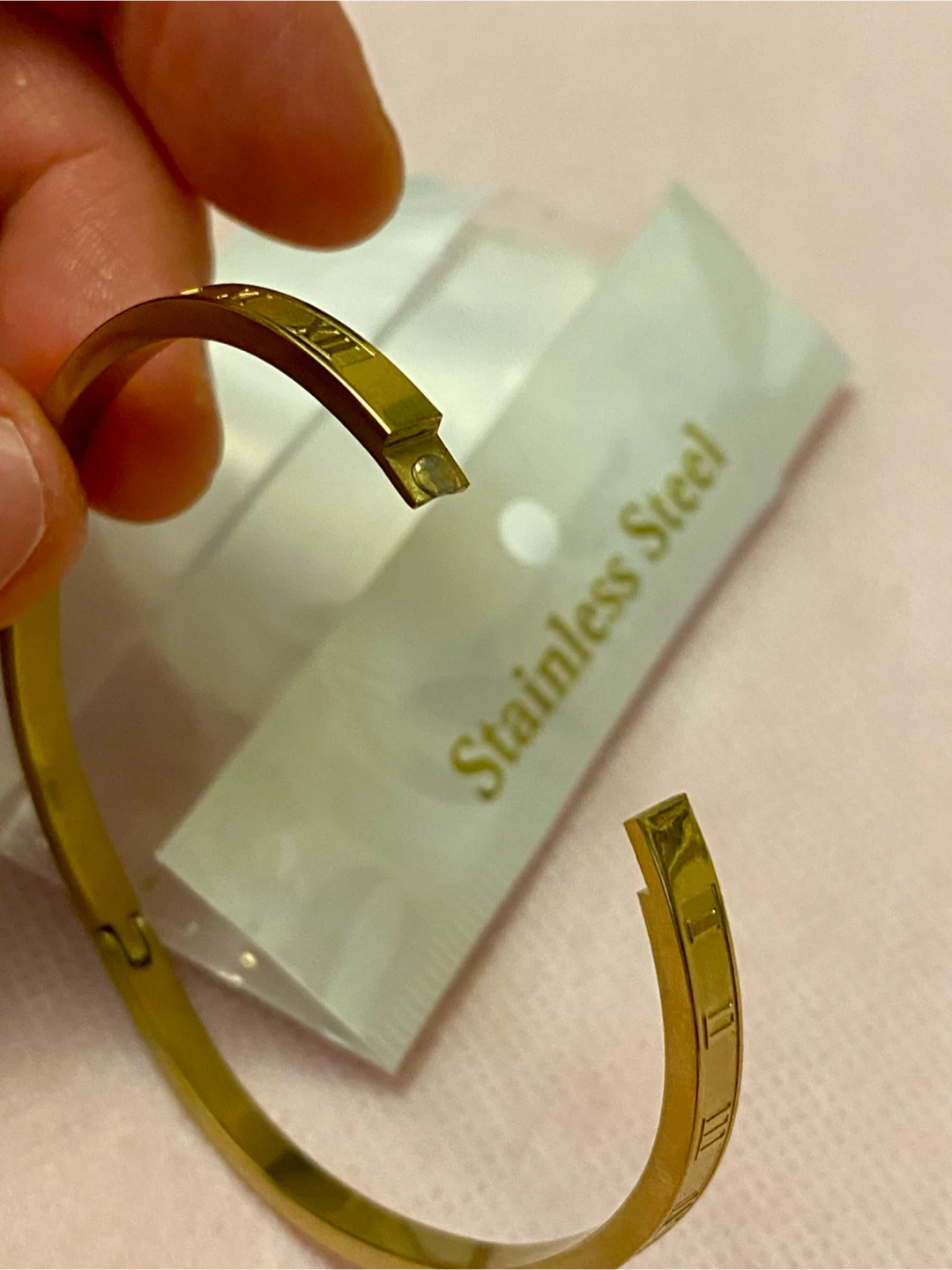 Gold-Tone Roman Numeral Stainless Steel Bangle - photo 3