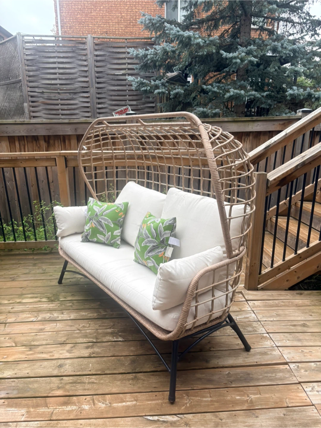 Wicker Outdoor Canopy Loveseat - photo 2
