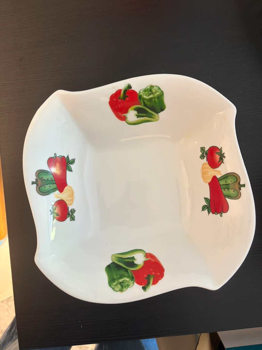 Ceramic Vegetable Print Serving Bowl