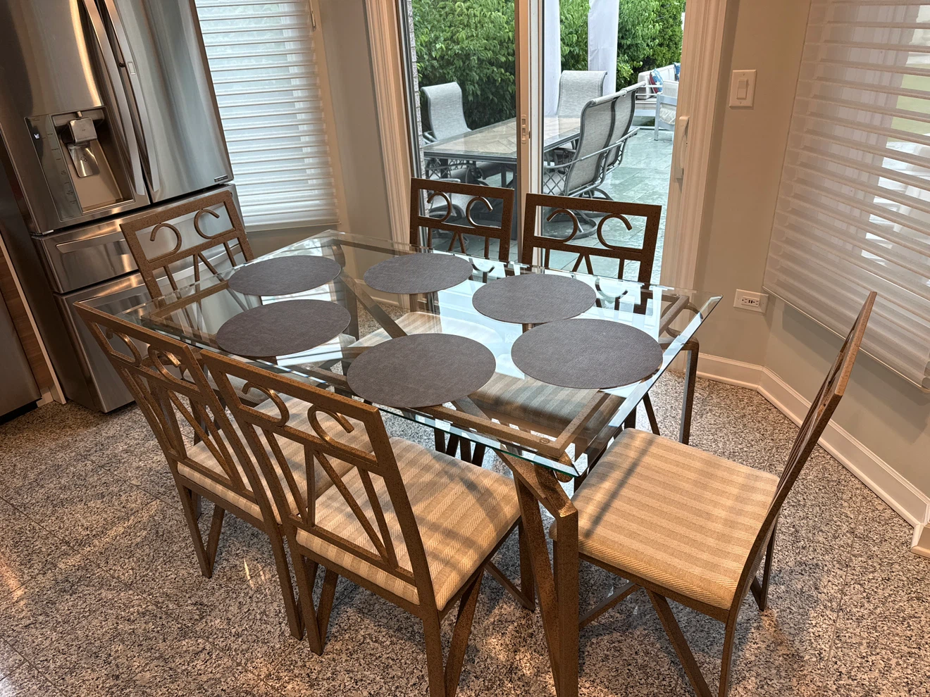 Glass Top Dining Table with 6 Chairs