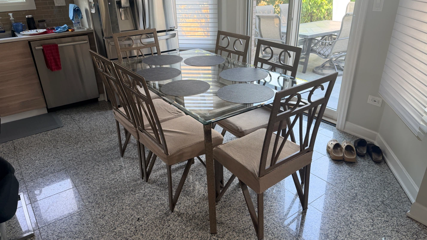Glass Top Dining Table with 6 Chairs - photo 3