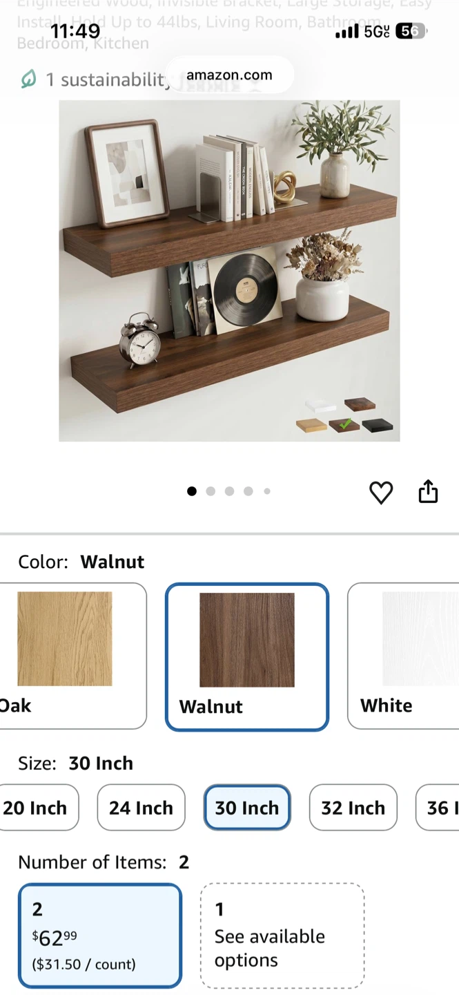2 Pack Solid Lightwood Floating Shelves - photo 2