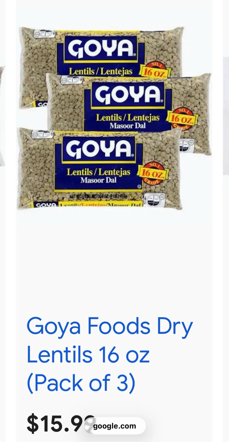 Goya Dry Pardina Lentils 16 oz