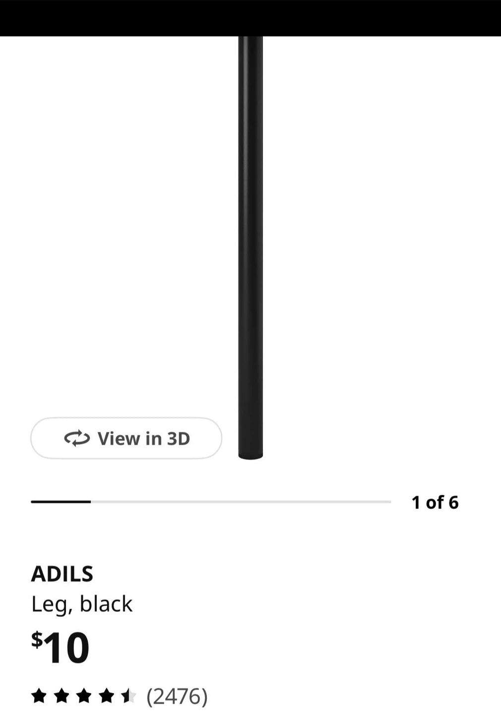 4 IKEA ADILS Black Table Legs