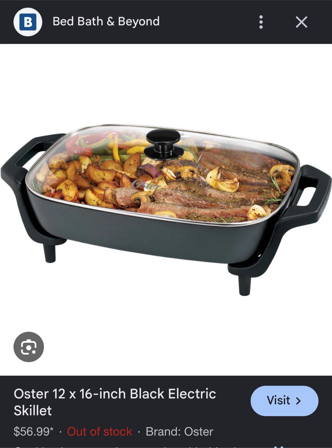 Red Oster Electric Skillet with Lid