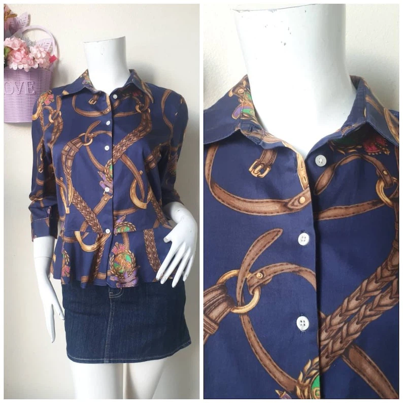 Ralph Lauren Peplum Belt Print Shirt