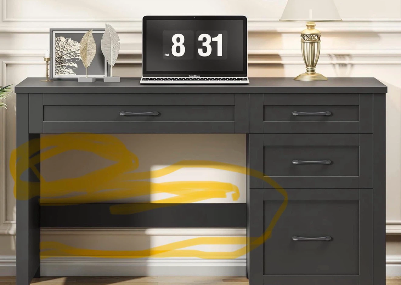 Farmhouse 47" Executive Desk in Pure Black