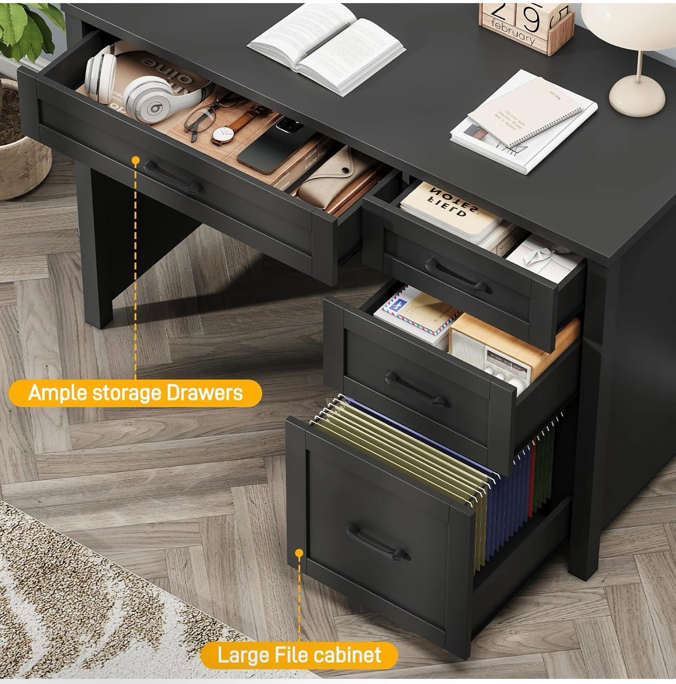 Farmhouse 47" Executive Desk in Pure Black - photo 5