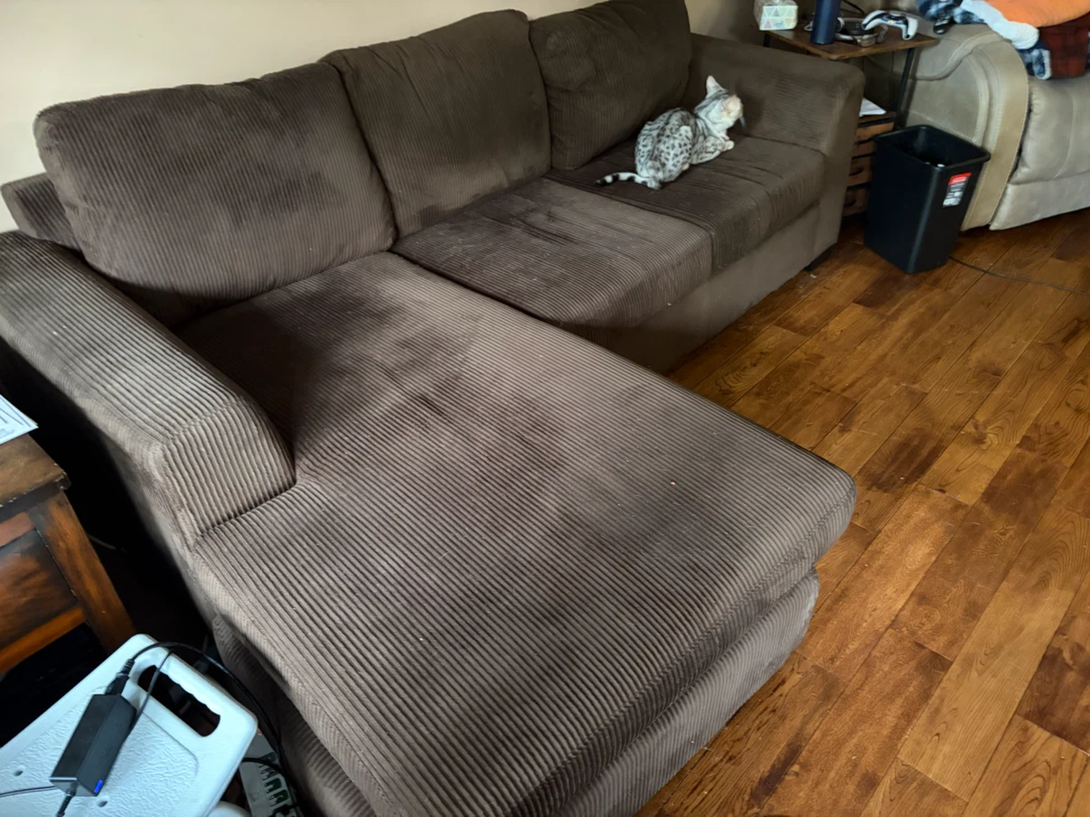 Brown Corduroy Sectional Sofa - photo 2