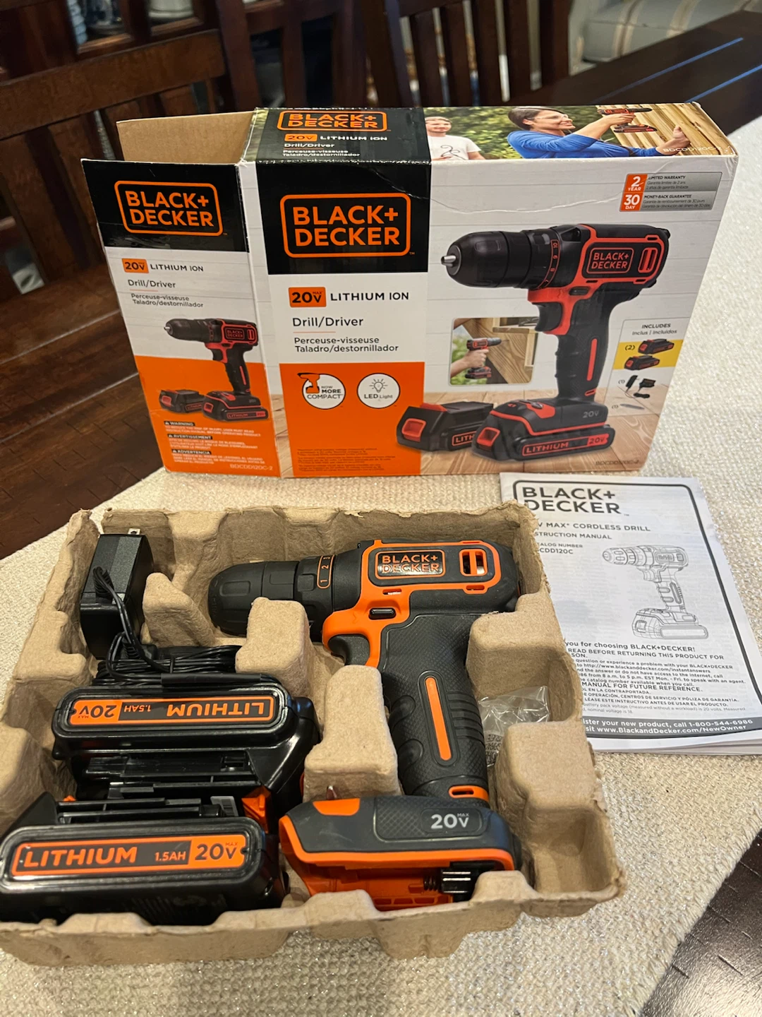 BLACK+DECKER 20V MAX Cordless Drill Kit (2 Batteries)