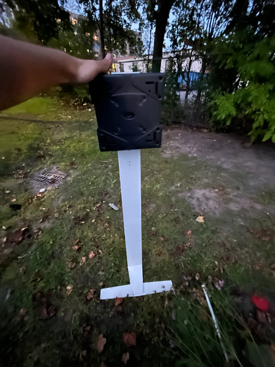 floor-standing TV mount.
