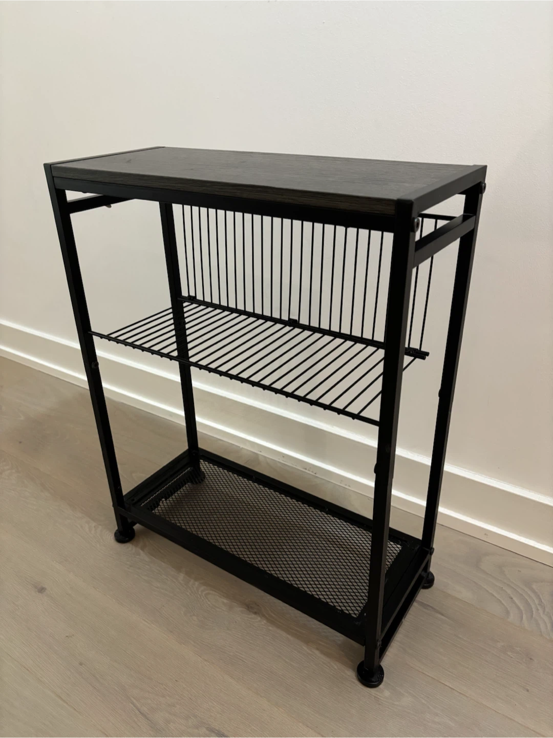 Metal and Wood Three-Tier Storage Shelf