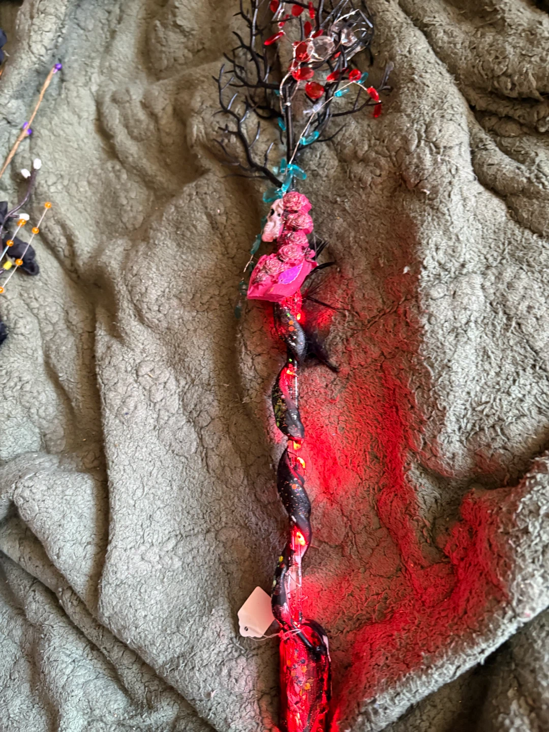 Skull and Floral Halloween Decor Wand