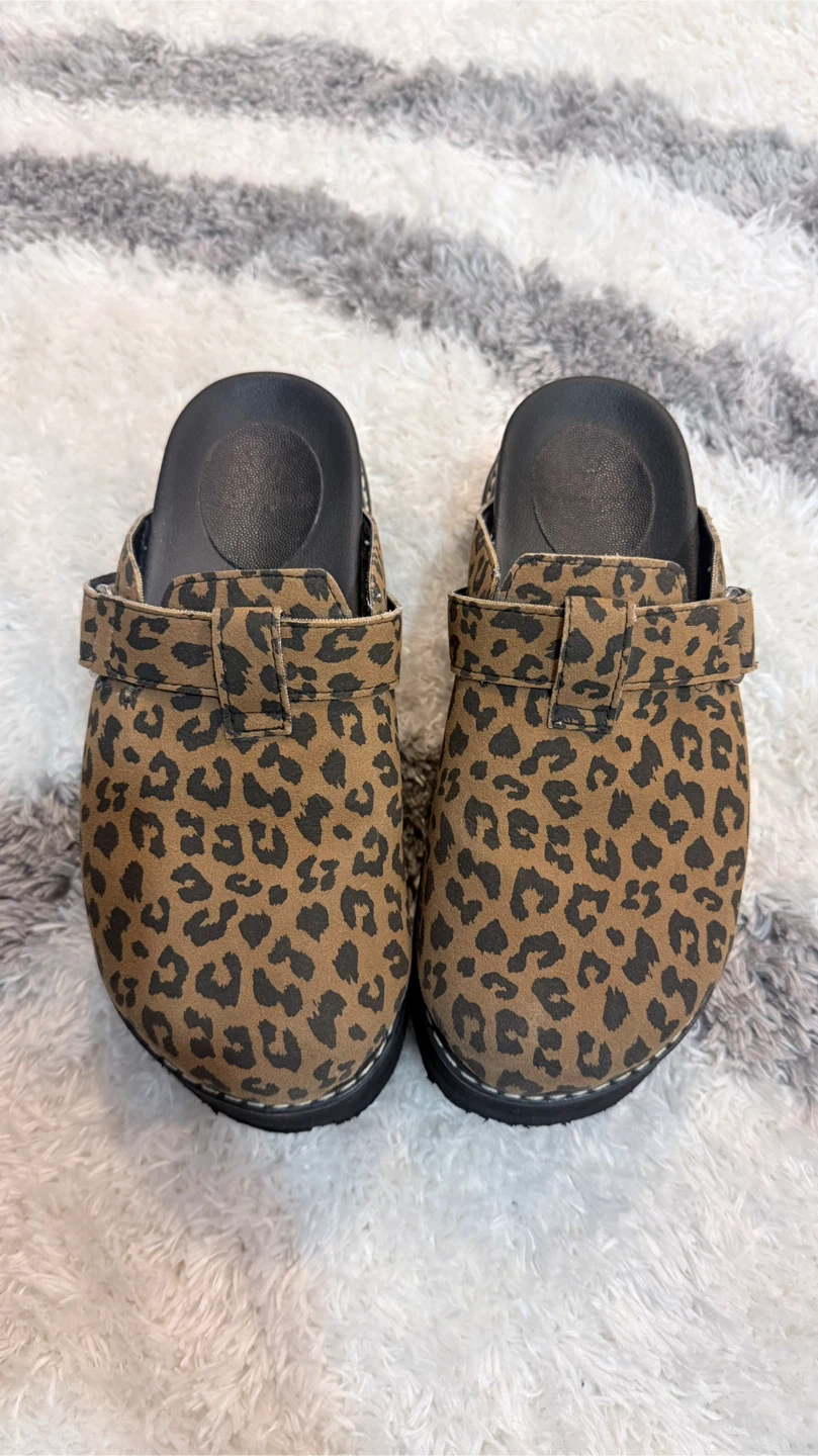 Leopard Print Platform Clogs