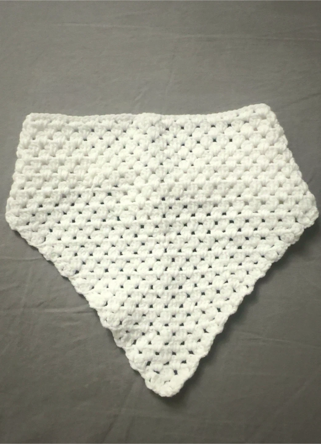 Handmade White Crochet Granny Square Hair Bandana