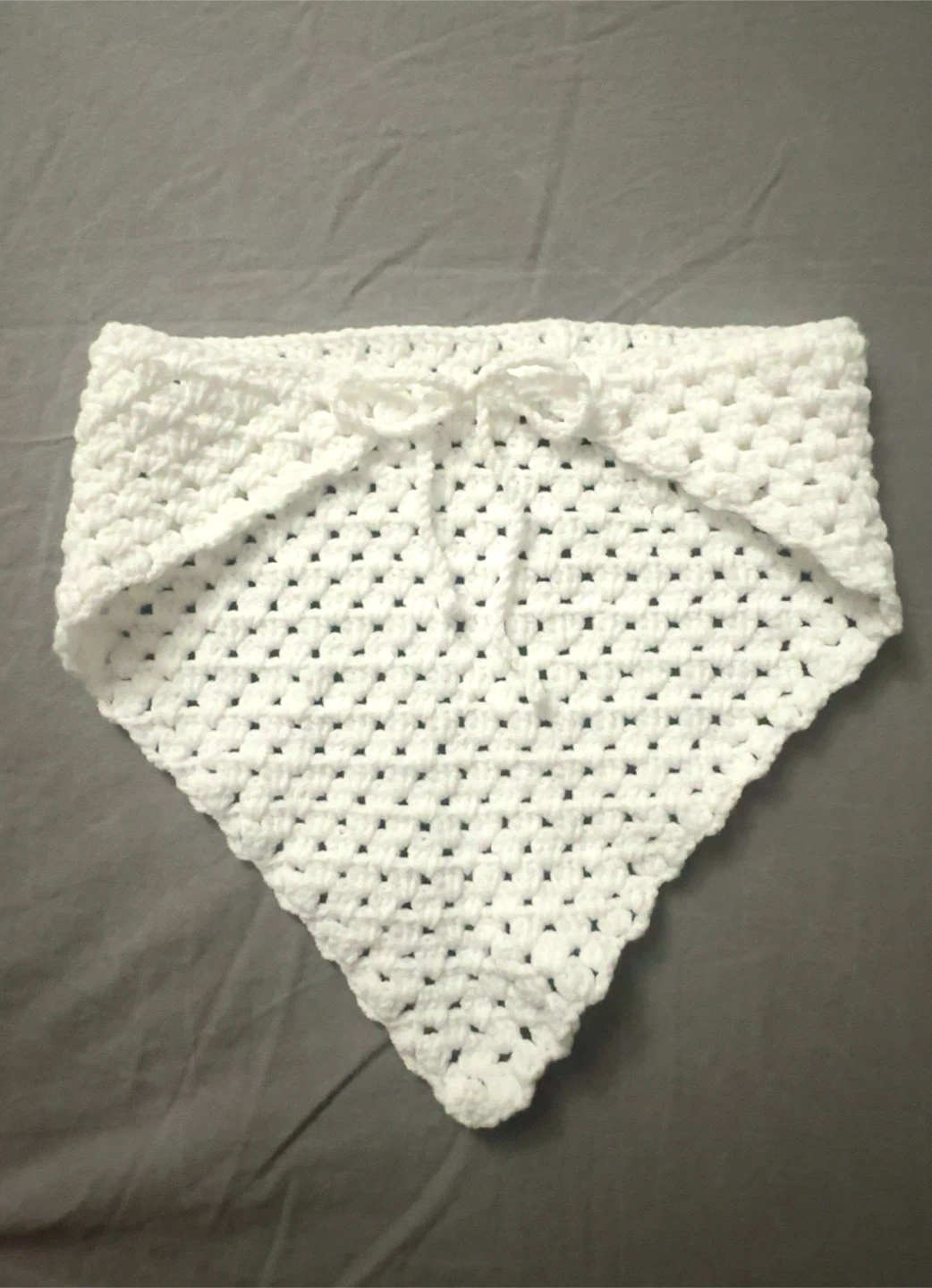 Handmade White Crochet Granny Square Hair Bandana - photo 2