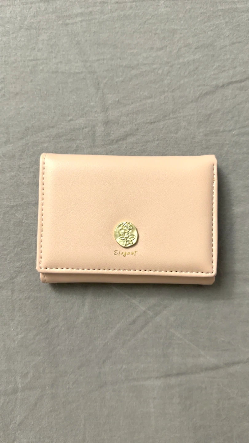 Elegant Rose Gold-Embossed Tri-Fold Mini Wallet - photo 2