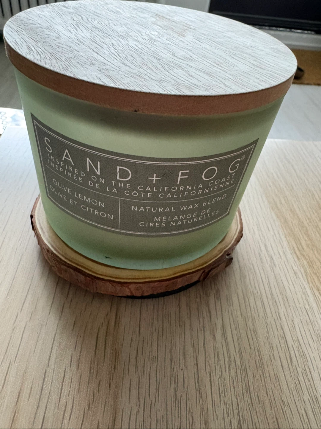 $2 half used Sand + Fog Olive Lemon Scented Candle