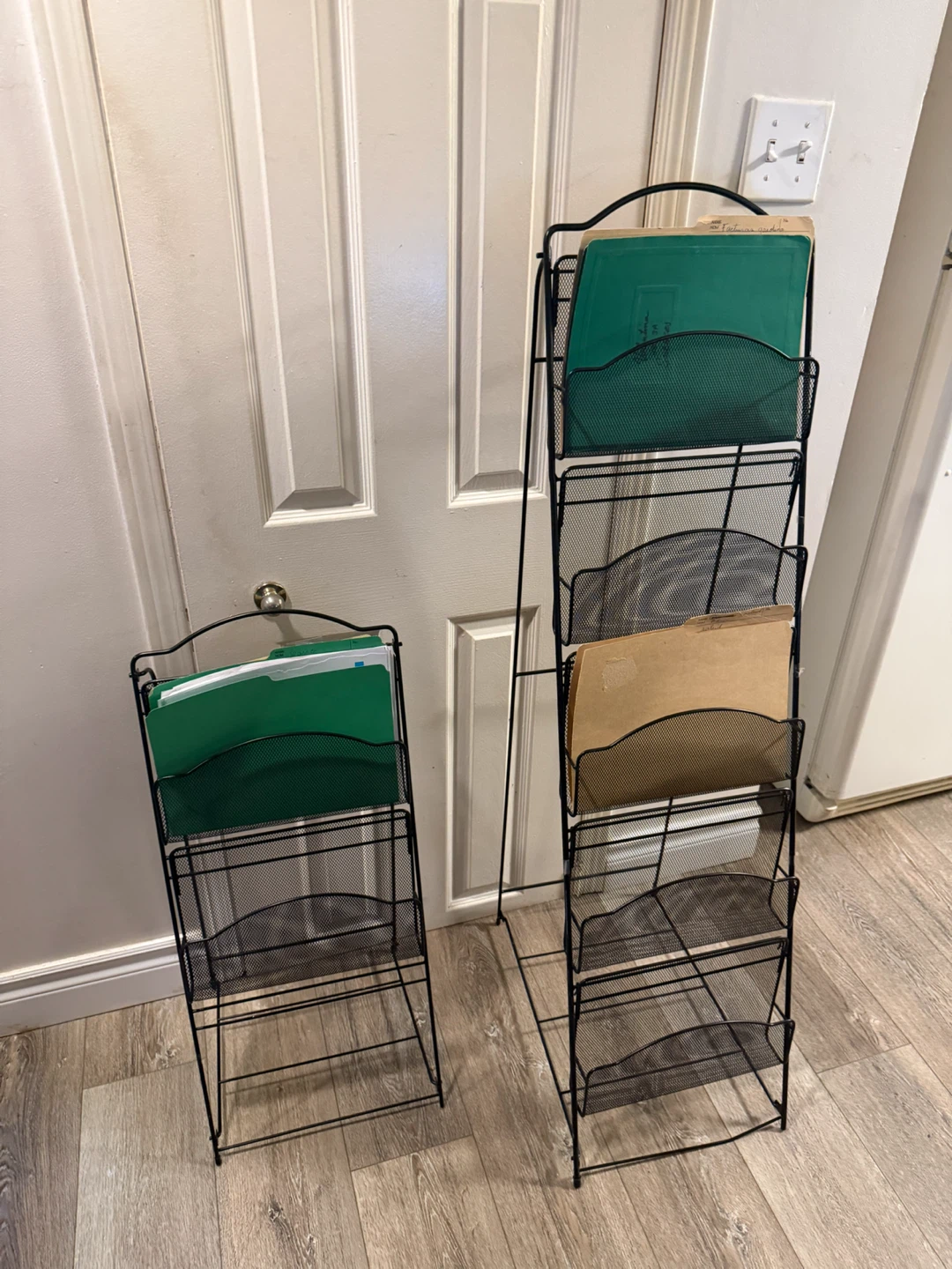Set of Two Black Metal Mesh Magazine Racks