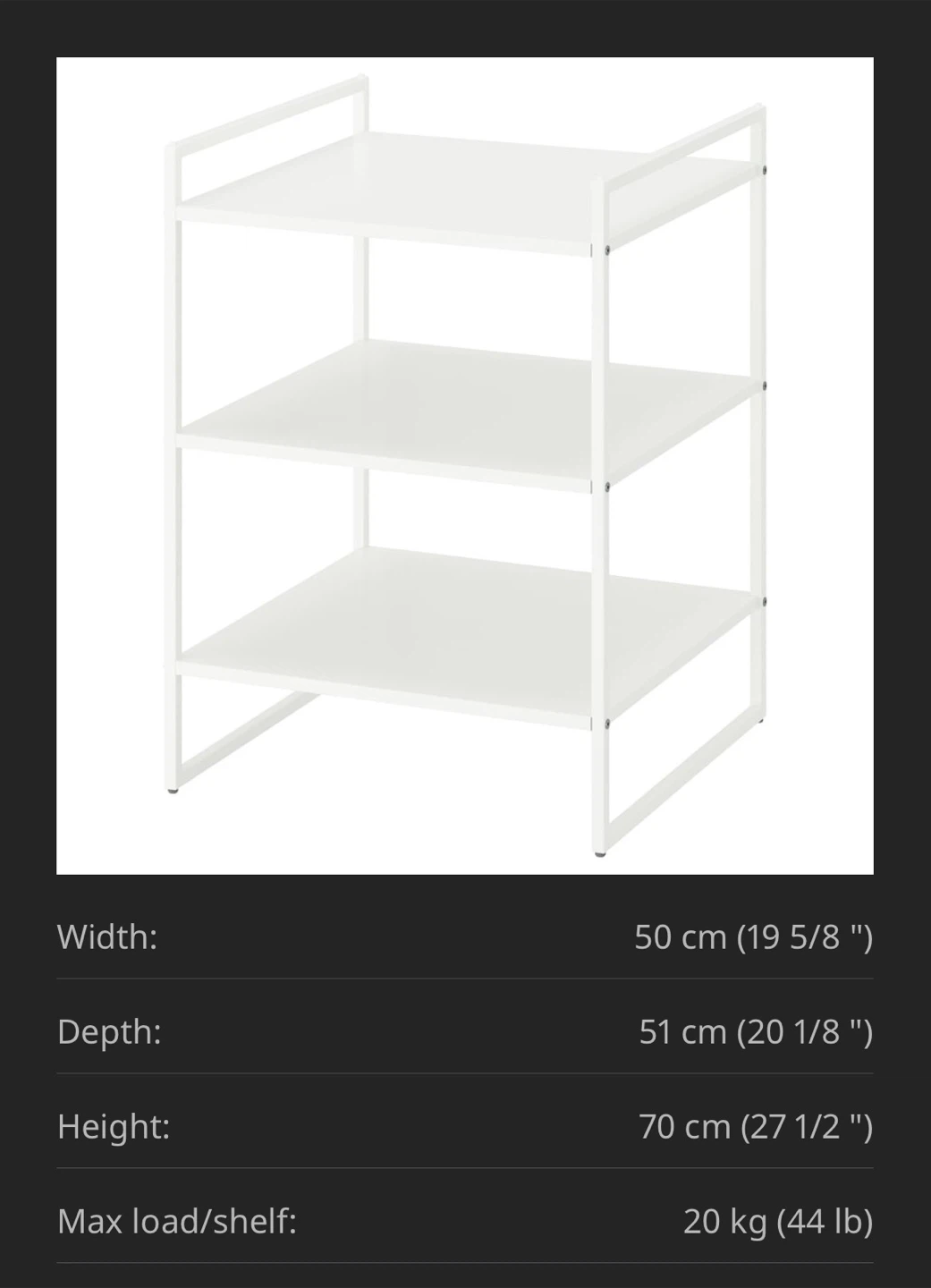 IKEA Jonaxal White 3-Tier Storage Shelf (large) - photo 2