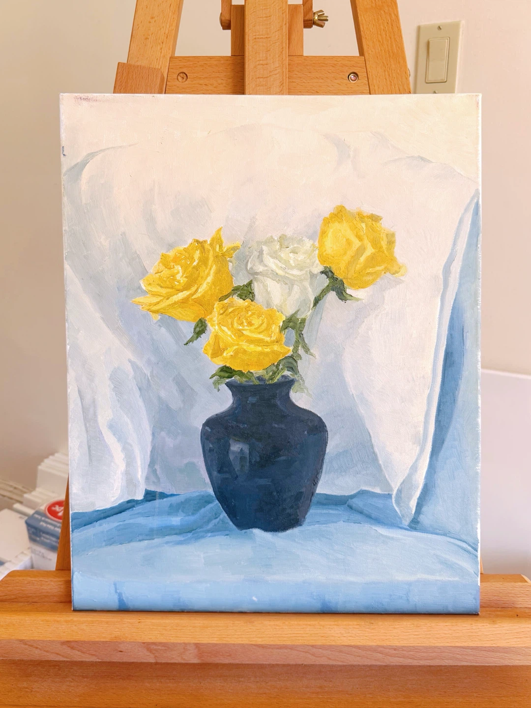 Original Oil Painting of Roses in Vase Wall Art 16”x20” in Queens, NY