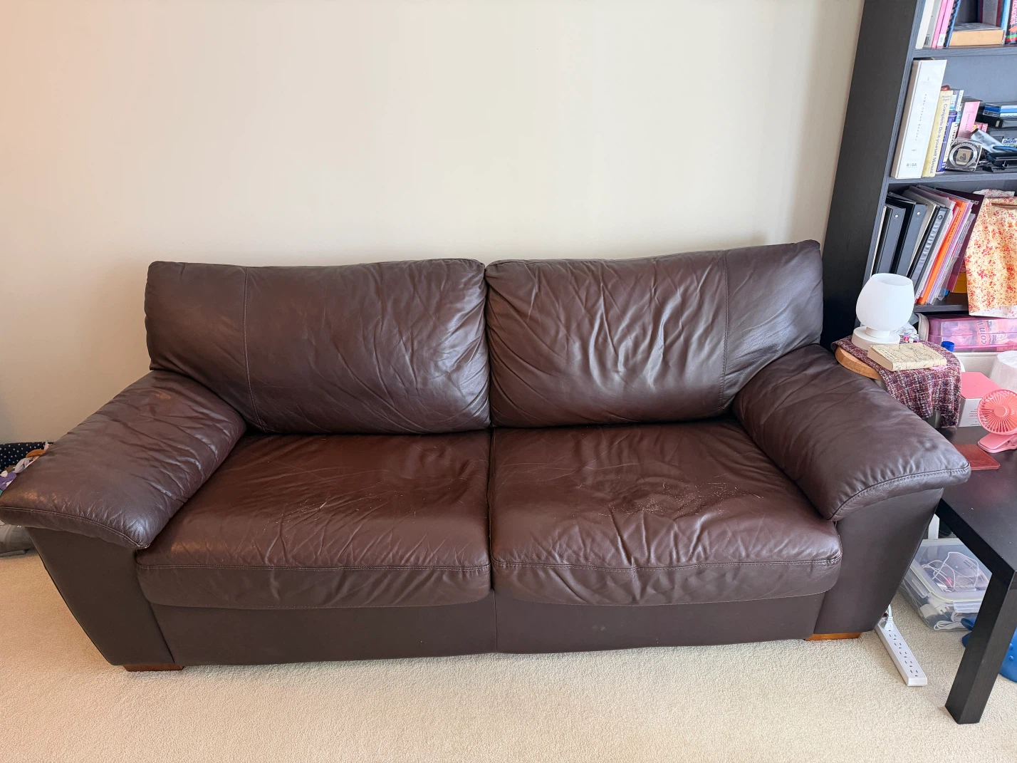 Brown Leather Sofa Bed - photo 2