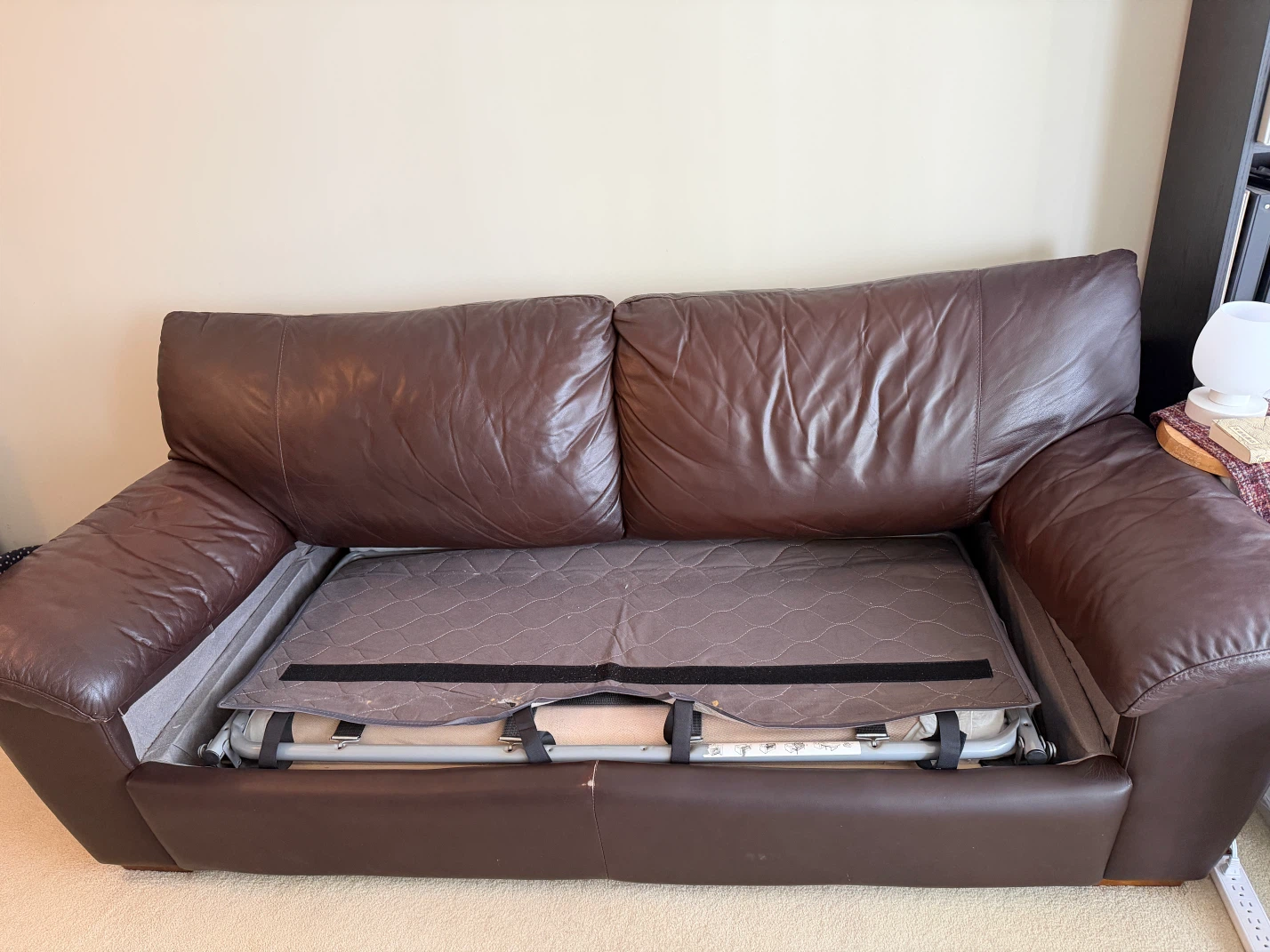 Brown Leather Sofa Bed - photo 5