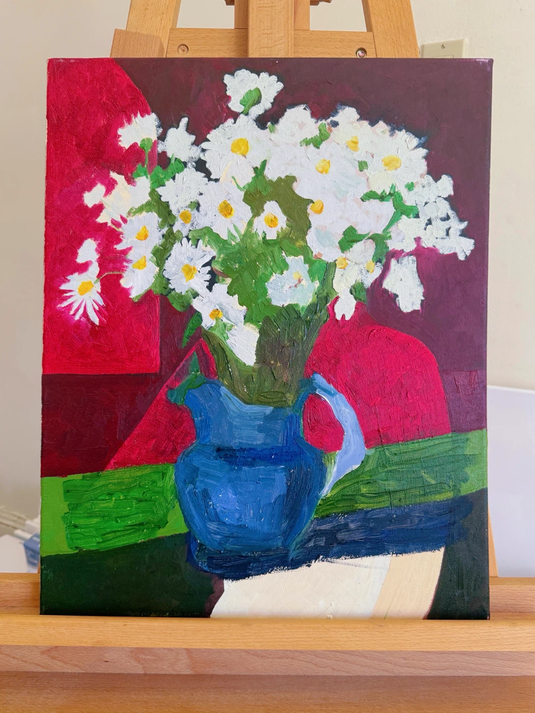 Original White Flower Painting on Canvas Wall Art 16x20