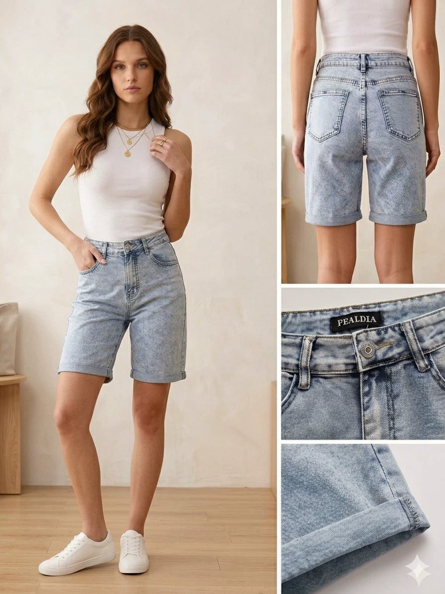 Cotton High-waisted Bermuda Shorts