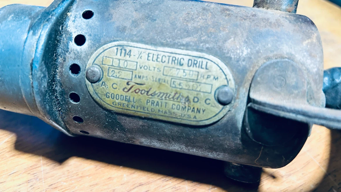Vintage A.C. Toolsmith Goodell-Pratt 1/4” Electric Drill - photo 3