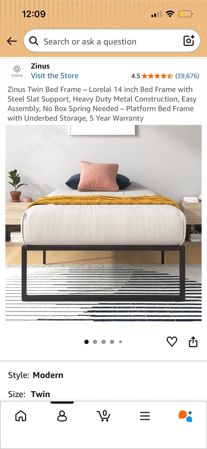 Zinus Lorelai Twin Bed Frame