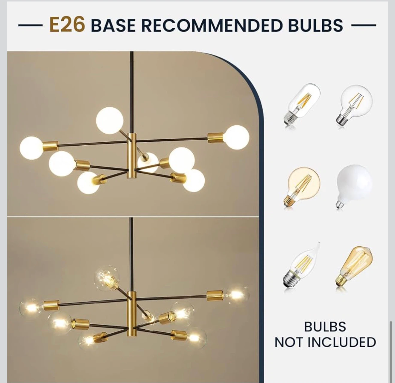 Modern 8-Light Brass and Black Chandelier - photo 4