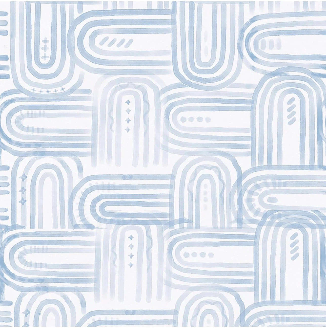 Blue Boho Geometric Patterned Wallpaper. 17.3 x 950 inches - photo 2