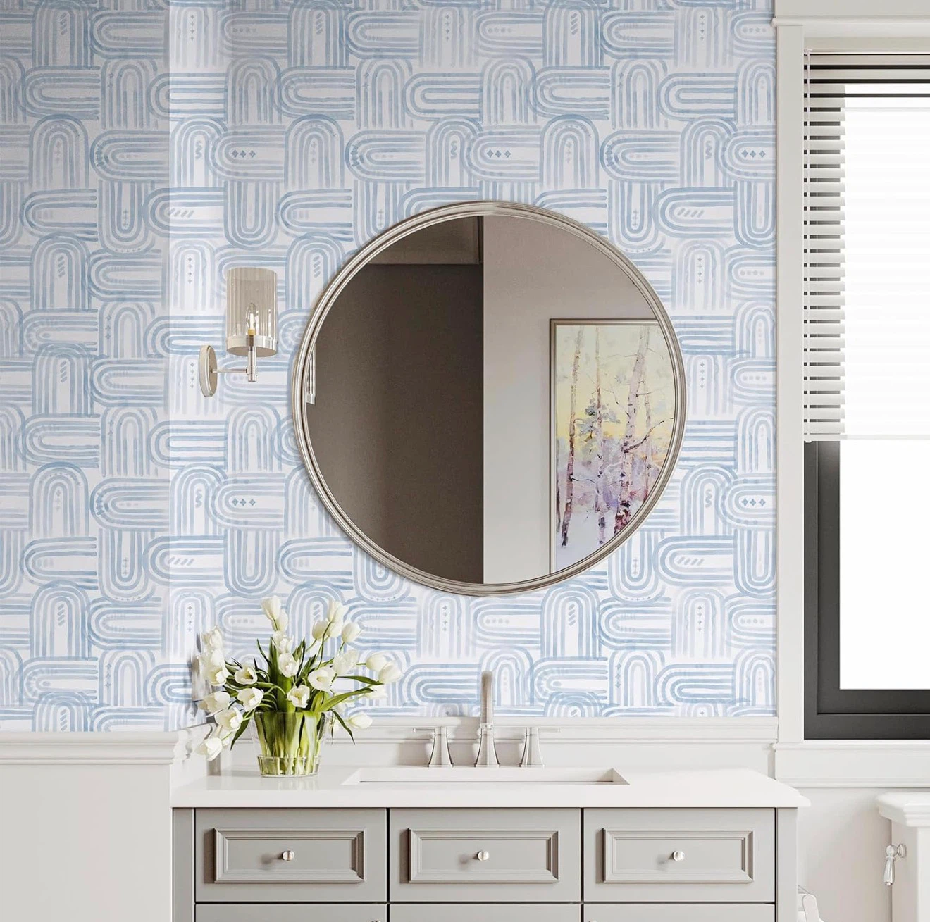 Blue Boho Geometric Patterned Wallpaper. 17.3 x 950 inches - photo 5