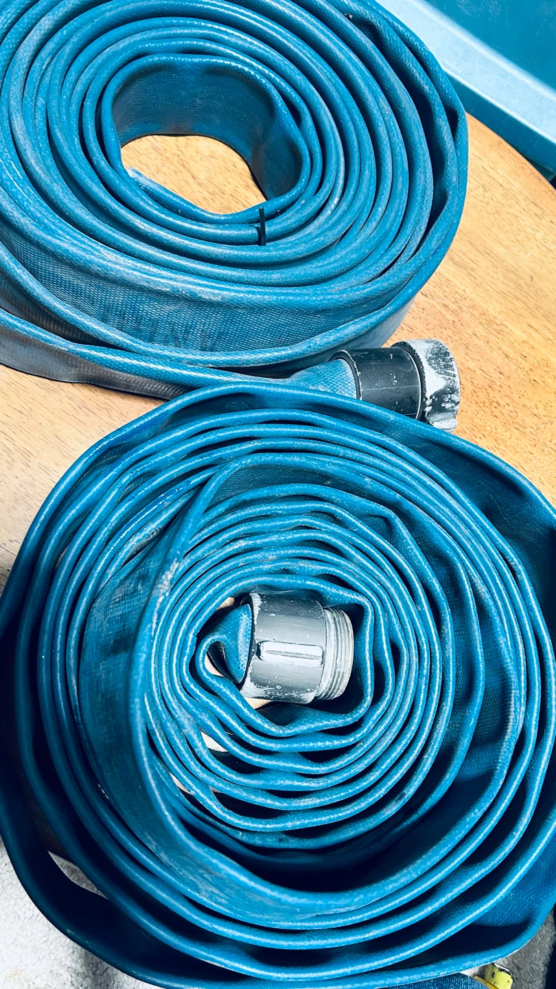 2 Heavy Duty Lay-Flat Water Discharge Hoses with Fittings